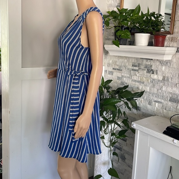 Monteau Striped Wrap Dress Sz M - Picture 3 of 10